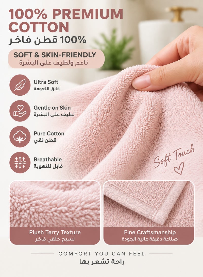 شاربدو Sharpdo طقم مناشف للوجه من القطن الناعم 6 قطع للبالغين – مناشف سميكة 30×60 سم ولطيفة على البشرة، عالية الامتصاص وسريعة الجفاف للحمام والسبا والنادي الرياضي، وردي ناعم - Image 2