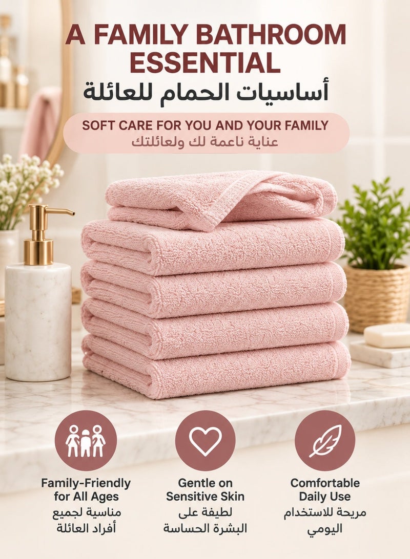 شاربدو Sharpdo طقم مناشف للوجه من القطن الناعم 6 قطع للبالغين – مناشف سميكة 30×60 سم ولطيفة على البشرة، عالية الامتصاص وسريعة الجفاف للحمام والسبا والنادي الرياضي، وردي ناعم - Image 5
