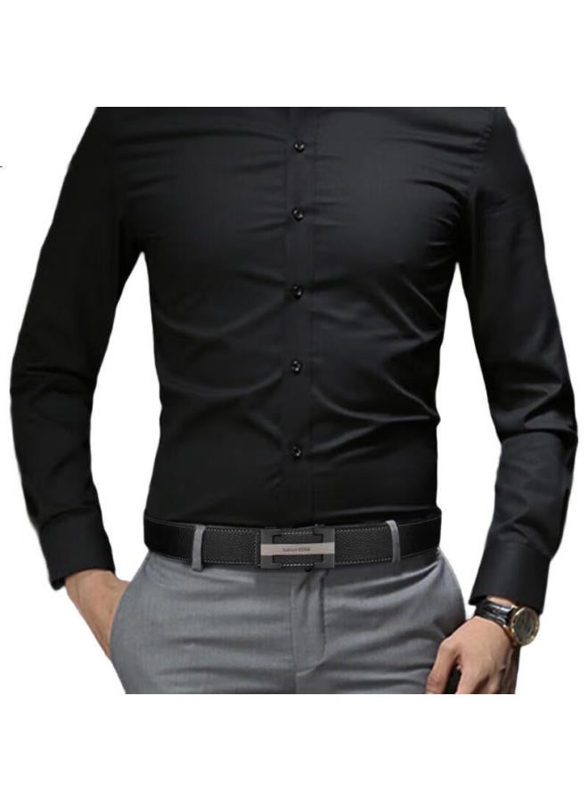 Cow Men'S Automatic Buckle Belt, Business Casual Top-Grain Leather Waist Belt, Gift Box For Boyfriend Or Father, 998 Black - Image 2