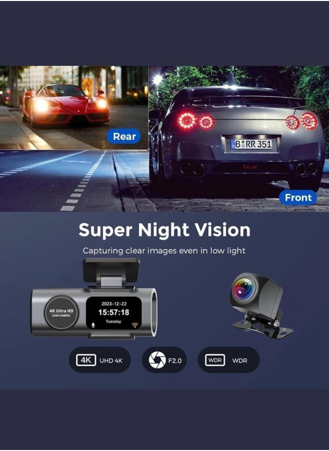 Executive LLC Car Camera, Front & Rear 4K+1080P, Front & Rear 1440P+1440P, Dual Recording Car Camera, IR Night Vision, 24 Hours Parking Mode With 32GB Memory Card  - Image 5