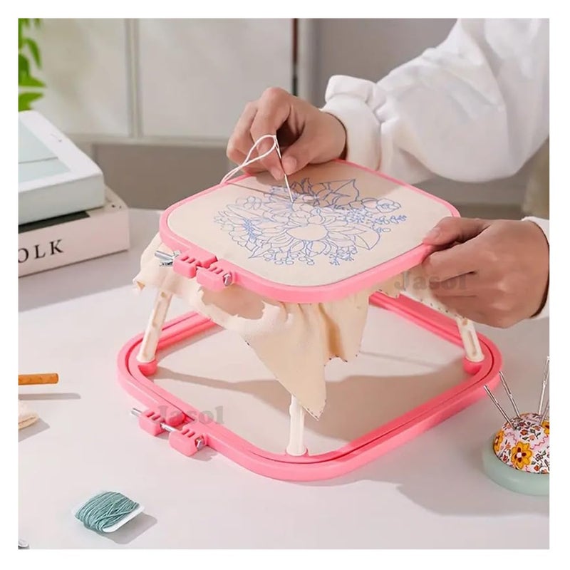 Jasol Jasol Adjustable Desktop Embroidery Hoop Ring Stand Plastic Embroidery Frame Lap Stand HandsFree Cross Stitch Hoop Holder Rectangular Light ABS Plastic