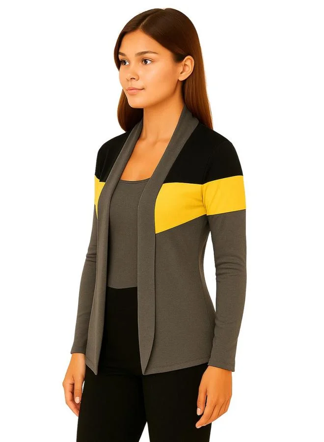 PAUSE Pause Color Block Open Front Shrug