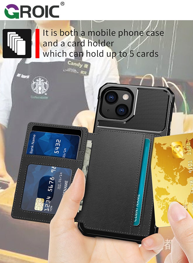 GROIC تصميم لهاتف iPhone 15 6.1 بوصة، جراب خلفي مغناطيسي مع فتحات للبطاقات، وظيفة حامل، غطاء واقٍ رفيع للغاية ومضاد لبصمات الأصابع ومقاوم للصدمات - Image 4