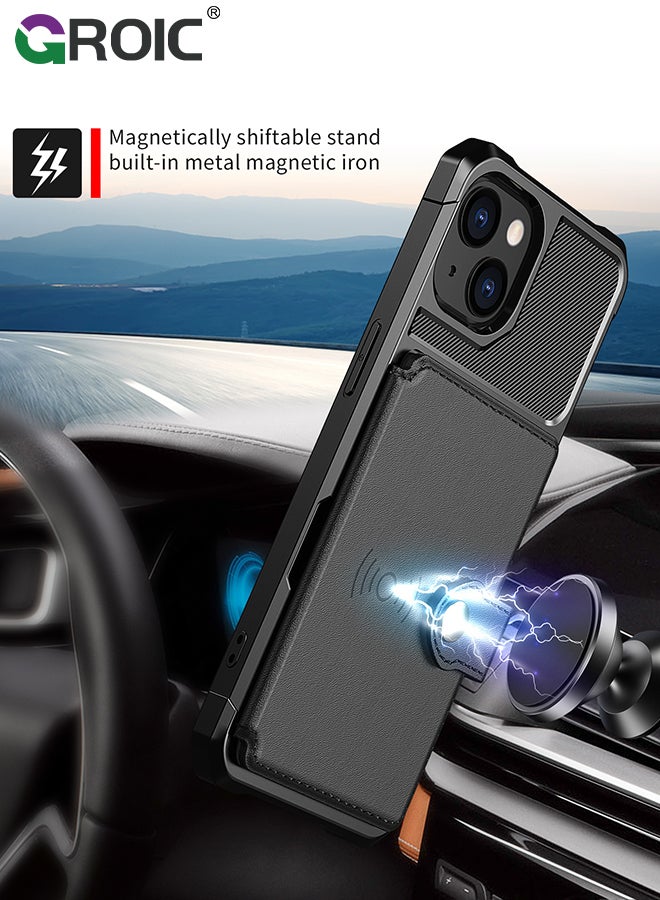 GROIC تصميم لهاتف iPhone 15 6.1 بوصة، جراب خلفي مغناطيسي مع فتحات للبطاقات، وظيفة حامل، غطاء واقٍ رفيع للغاية ومضاد لبصمات الأصابع ومقاوم للصدمات - Image 5