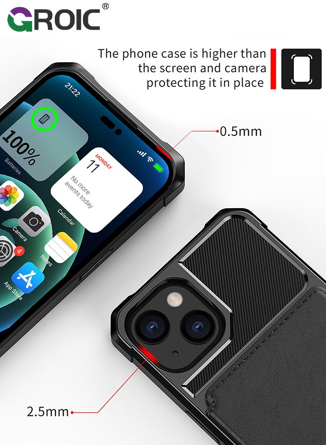 GROIC تصميم لهاتف iPhone 15 6.1 بوصة، جراب خلفي مغناطيسي مع فتحات للبطاقات، وظيفة حامل، غطاء واقٍ رفيع للغاية ومضاد لبصمات الأصابع ومقاوم للصدمات - Image 3