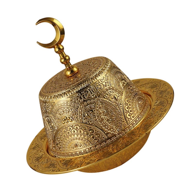 Gold Metal Snack Bowl with Lid Multi Function Fruit Dessert Serving Storage Container - Image 2