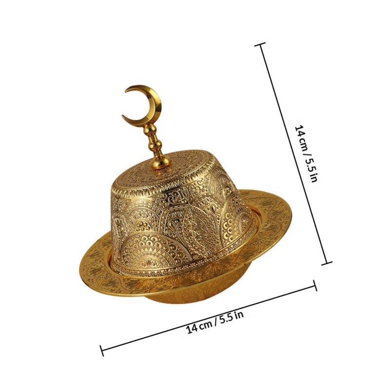 Gold Metal Snack Bowl with Lid Multi Function Fruit Dessert Serving Storage Container - Image 3