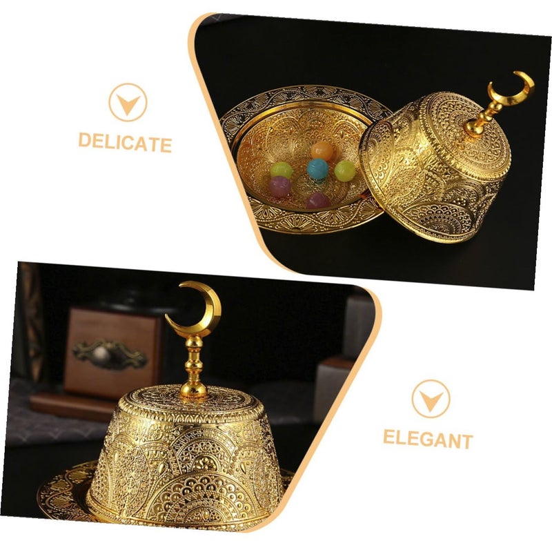 Gold Metal Snack Bowl with Lid Multi Function Fruit Dessert Serving Storage Container - Image 4