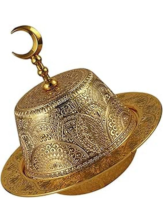 Gold Metal Snack Bowl with Lid Multi Function Fruit Dessert Serving Storage Container - Image 1