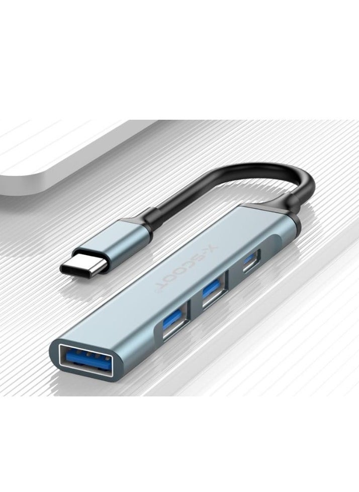 أكس-سكوت اكس سكوت XS-512 محول وموزع 4 فى 1 منفذ الإدخال: USB-C -منفذ الإخراج:  (1* تايب سى) سريع+(3منفذ يو اس بى) يعمل مع الهاتف واللاب توب  - Image 2