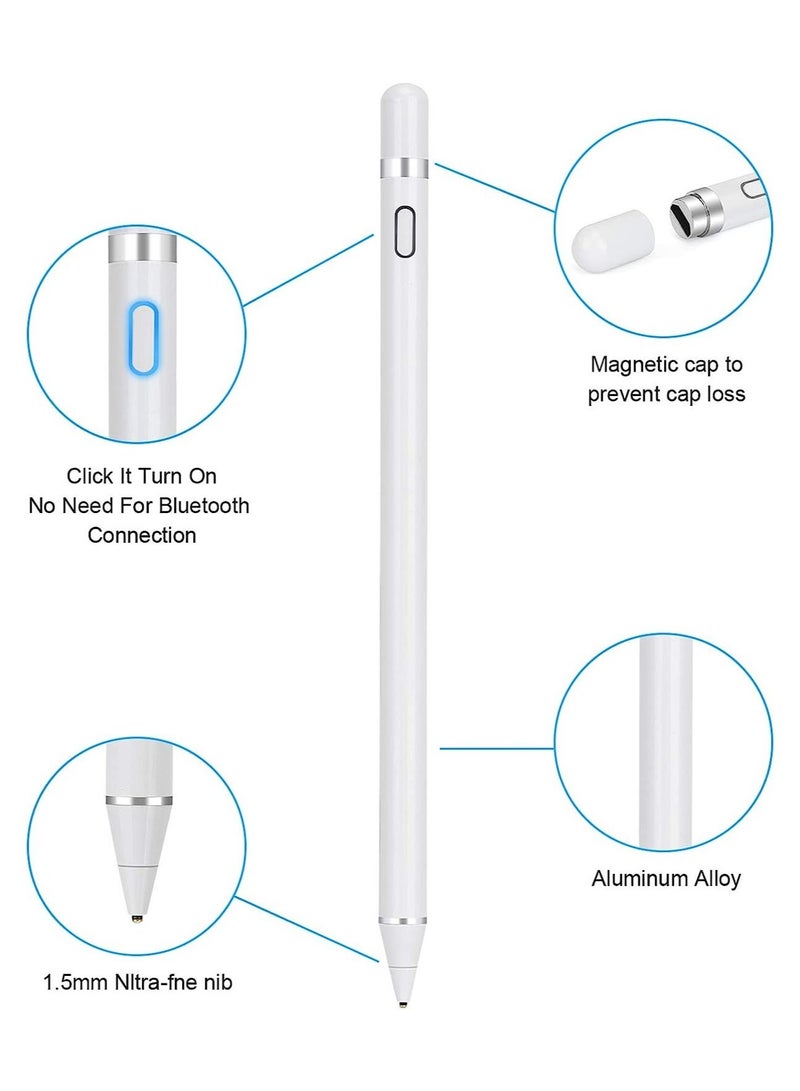 إلترازون Stylus Pen for Touch Screens Rechargeable 1.5mm Fine Point Active Capacitive Stylus Smart Pencil Digital Compatible iPad and Most Tablet - Image 3
