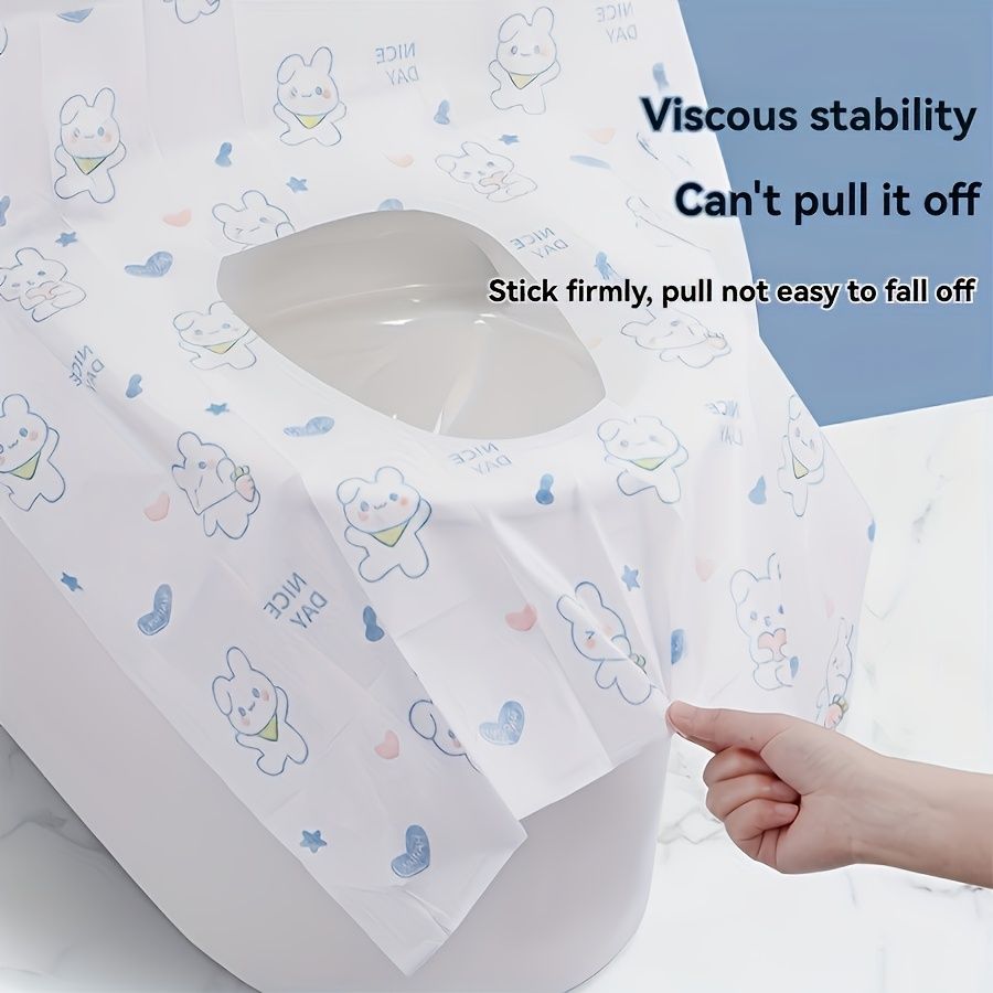 Disposable Toilet Seat Covers 20 Pieces Little Rabbit Toilet Pad Adorable Rabbit Heart Design Extended Wide Public Restrooms Travel Airplane Sanitary Soft Portable Bathroom Accessory Cute Animal Patte