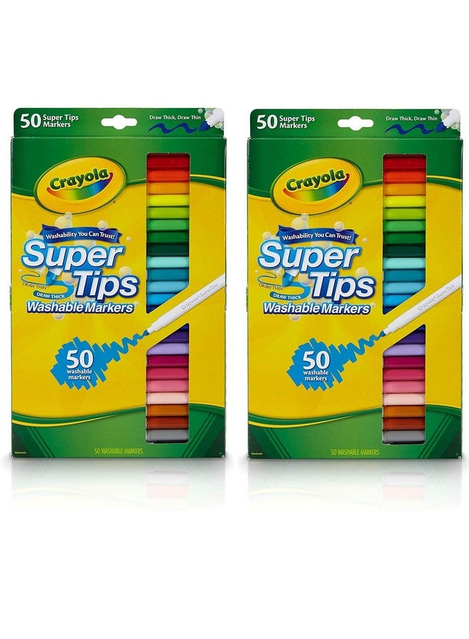 Crayola Super Tips Markers, Washable Markers, Gift, 50 Count-2 Pack - Image 1