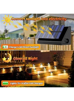 Generic Solar Lights Outdoor Warm White & RGB Lock Mode, 8 Pack Solar Deck Lights Outdoor Waterproof IP65, Solar Fence Lights Color Glow Lights, Outdoor Solar Lights for Fence Deck Step Backyard Wall  - Image 3