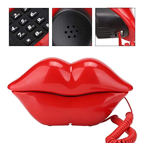 CHENJIEUS Lip Telephone, Advanced Home Telephone, Interesting Mouth Lip-Shaped Telephone, Electroplating Wire Phone Home Decoration, for Families House Phone (red) - Image 5