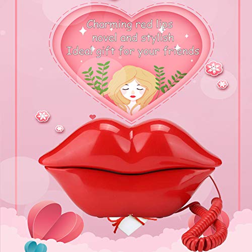 CHENJIEUS Lip Telephone, Advanced Home Telephone, Interesting Mouth Lip-Shaped Telephone, Electroplating Wire Phone Home Decoration, for Families House Phone (red) - Image 4