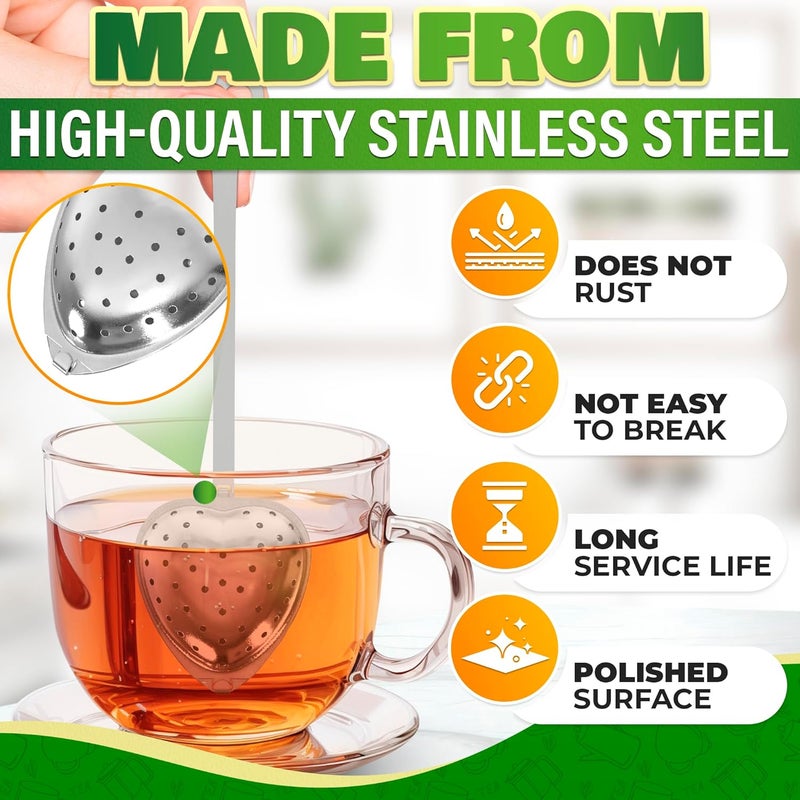 KETAR 10 Pcs Heart Tea Infuser for Loose Leaf Tea Steeper – Rust-Resistant Stainless Steel Strainers with Secure Clasp, Easy Brewing Design, Keeps Loose Leaves Contained | Suitable for Parties & Gifting - Image 3
