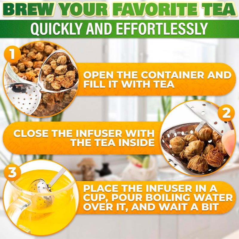 KETAR 10 Pcs Heart Tea Infuser for Loose Leaf Tea Steeper – Rust-Resistant Stainless Steel Strainers with Secure Clasp, Easy Brewing Design, Keeps Loose Leaves Contained | Suitable for Parties & Gifting - Image 5