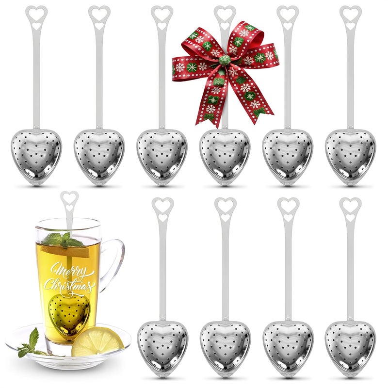 KETAR 10 Pcs Heart Tea Infuser for Loose Leaf Tea Steeper – Rust-Resistant Stainless Steel Strainers with Secure Clasp, Easy Brewing Design, Keeps Loose Leaves Contained | Suitable for Parties & Gifting - Image 1