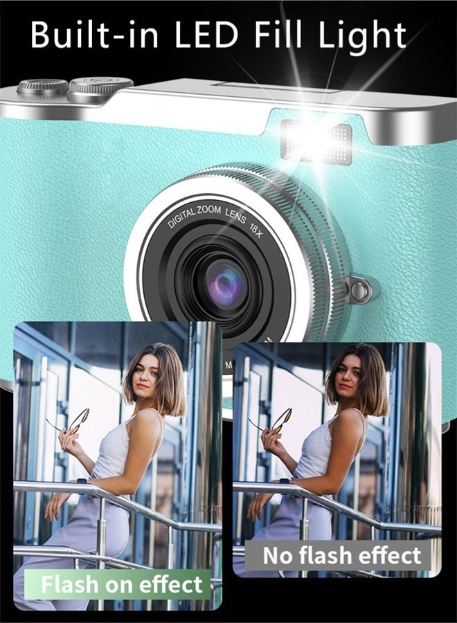 Digisand Digital Camera with 128G SD Card 4K CCD Digital Zoom Student Digital Camera 48MP Portable Photography Camera 180° Flip Screen Selfie Camera, Free Gift Lanyard and Cartoon Stickers - Image 4