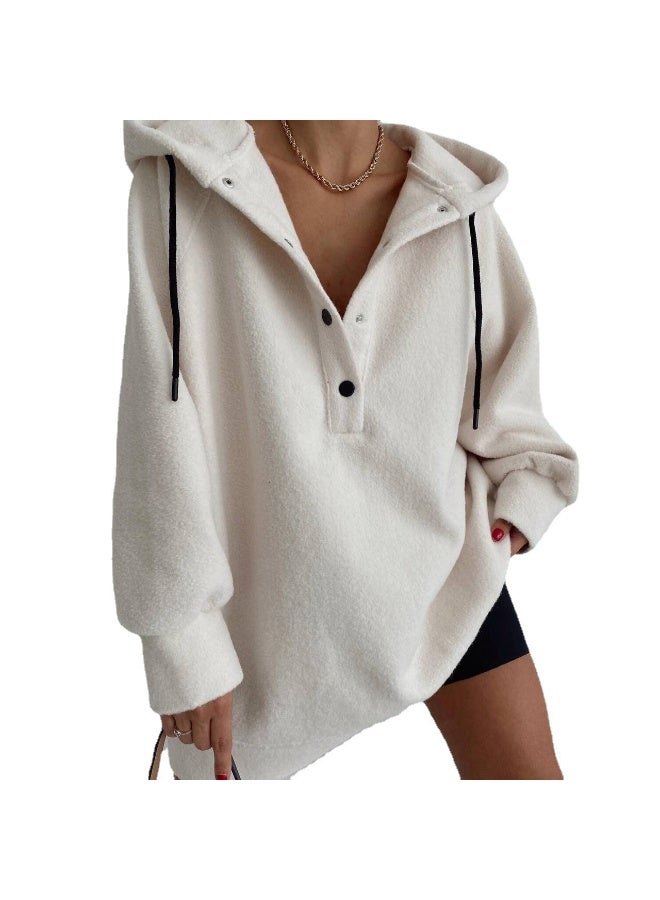 NIBEMINENT Women's Long Sleeve Loose Casual Hooded Polar Fleece Hooded Sweatshirt Top - Image 1