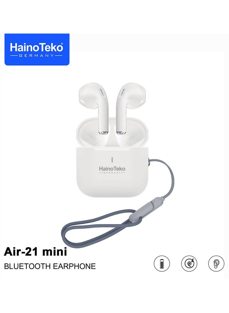 Haino Teko Haino Teko Air 21 Mini True Wireless Earbuds With Bass Music Clear Microphone and Touch Control Compatible With iPhones and iPads White  - Image 1