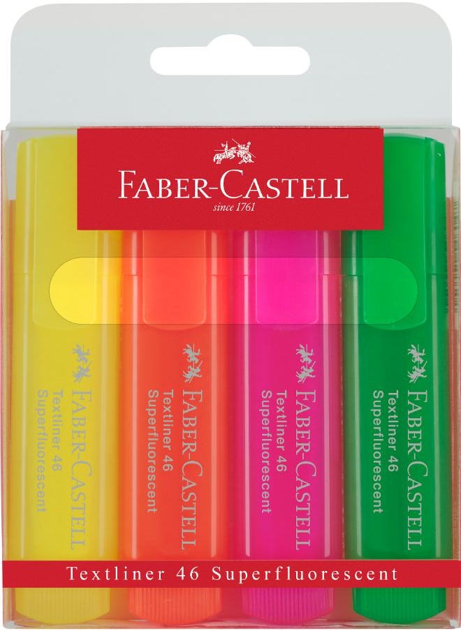 FABER-CASTELL - FC Textliner 46 Superfluor Basic Wallet of 4 - Image 1