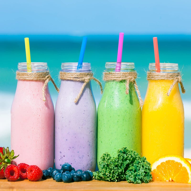 ALINK 500-Pack Assorted Colored Plastic Disposable Drinking Straws  Individually Wrapped Straight Party Straws - 7.75"" x 0.23"" - Image 5