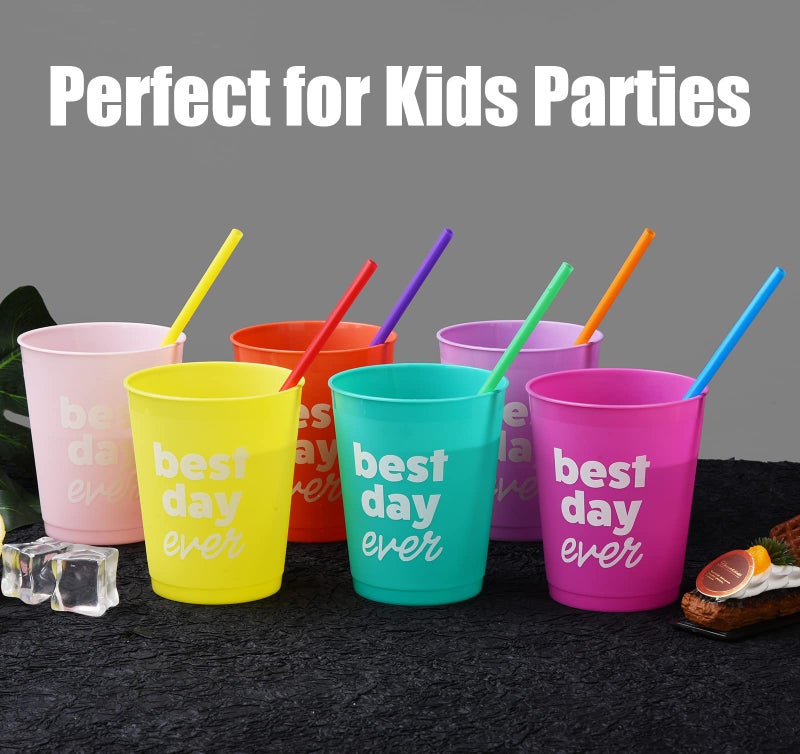 ALINK 500-Pack Assorted Colored Plastic Disposable Drinking Straws  Individually Wrapped Straight Party Straws - 7.75"" x 0.23"" - Image 4