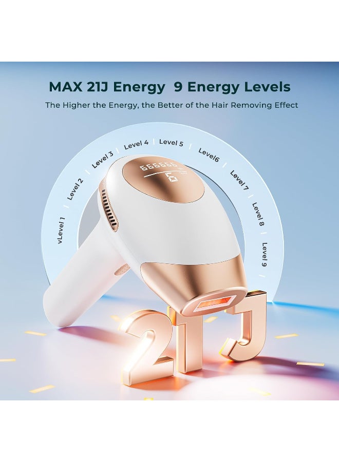 لوبكس جهاز إزالة الشعر بالليزر بقوة 21 جول للساقين والبيكيني من لوبيكس، جهاز 3 في 1 لإزالة الشعر بالنبض الضوئي HR/SC/RA اي بي ال، 9 مستويات طاقة، 999,900 ومضة، جهاز إزالة الشعر بالليزر للنساء والرجال - Image 2