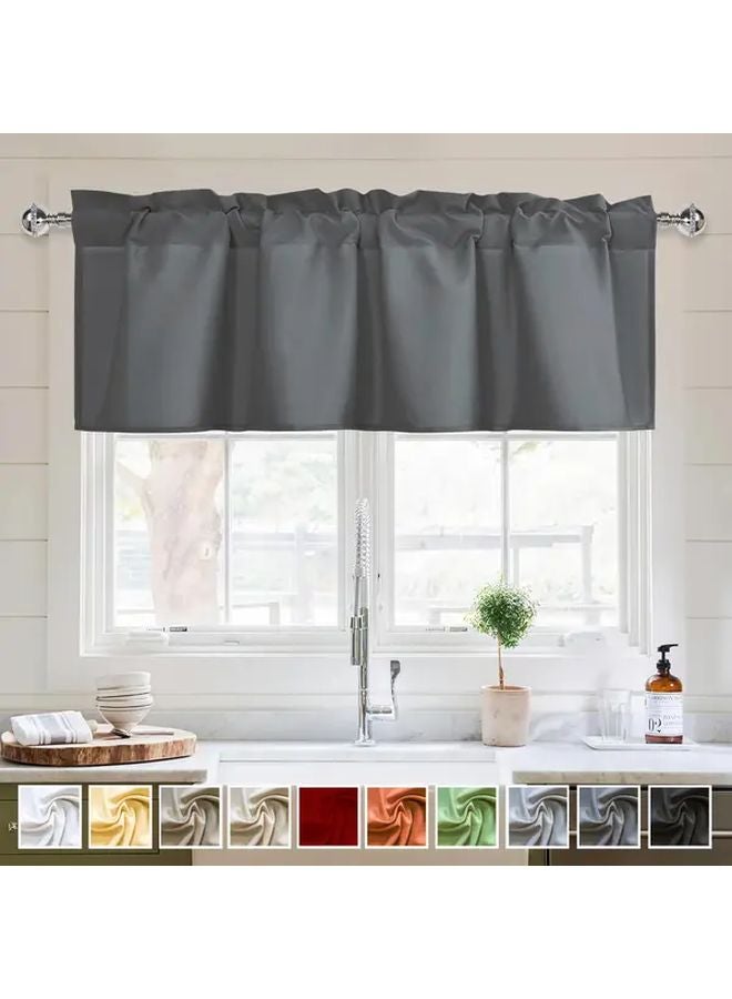 Gray Rustic Polka Dot Sheer Curtain Light Filtering Rod Pocket 52W x 24L Polyester - Image 1