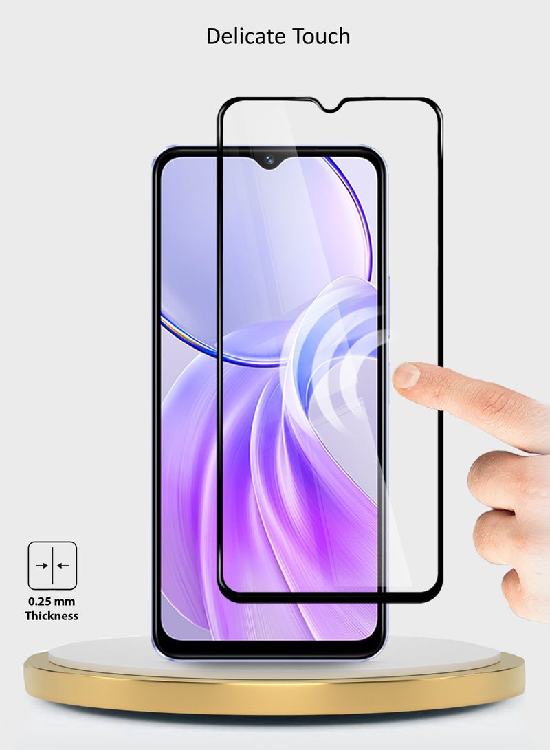 دبليو تيك Vivo Y28s 5G 2024 Premium E2E Full Glue غطاء كامل واقي شاشة زجاجي مقسى - (MSGECN) شفاف / أسود - Image 4