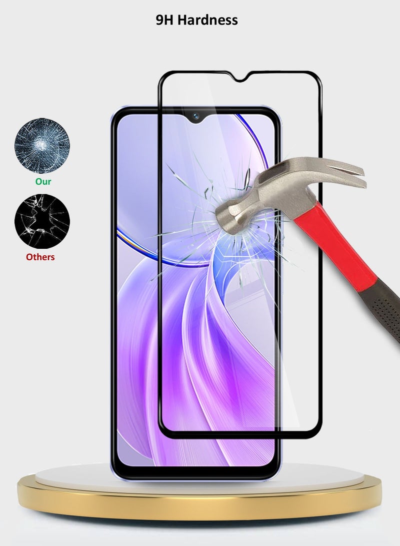 دبليو تيك Vivo Y28s 5G 2024 Premium E2E Full Glue غطاء كامل واقي شاشة زجاجي مقسى - (MSGECN) شفاف / أسود - Image 3