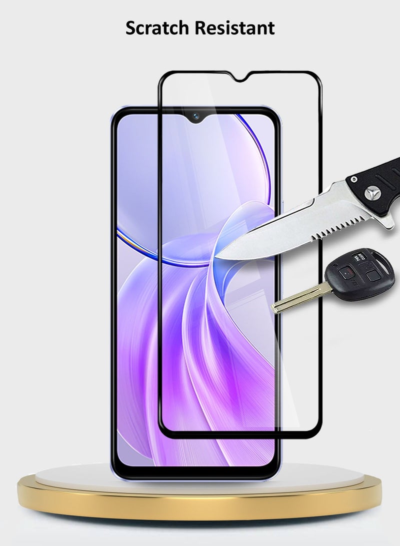 دبليو تيك Vivo Y28s 5G 2024 Premium E2E Full Glue غطاء كامل واقي شاشة زجاجي مقسى - (MSGECN) شفاف / أسود - Image 2