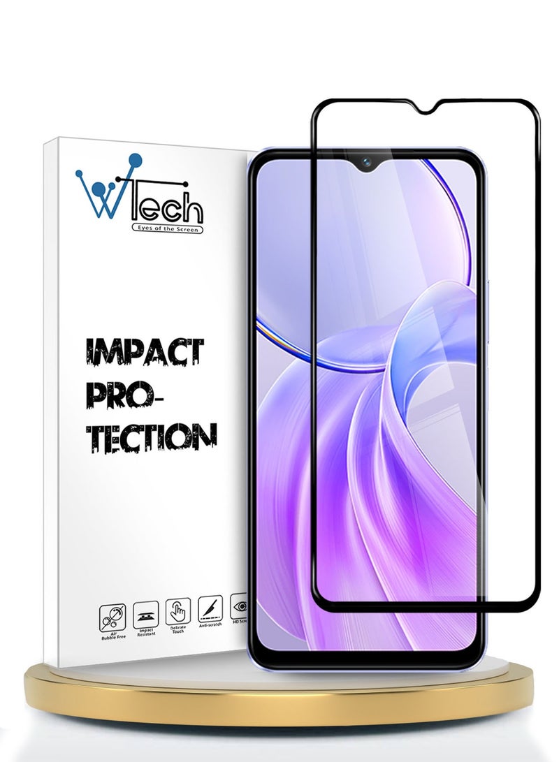 دبليو تيك Vivo Y28s 5G 2024 Premium E2E Full Glue غطاء كامل واقي شاشة زجاجي مقسى - (MSGECN) شفاف / أسود - Image 1