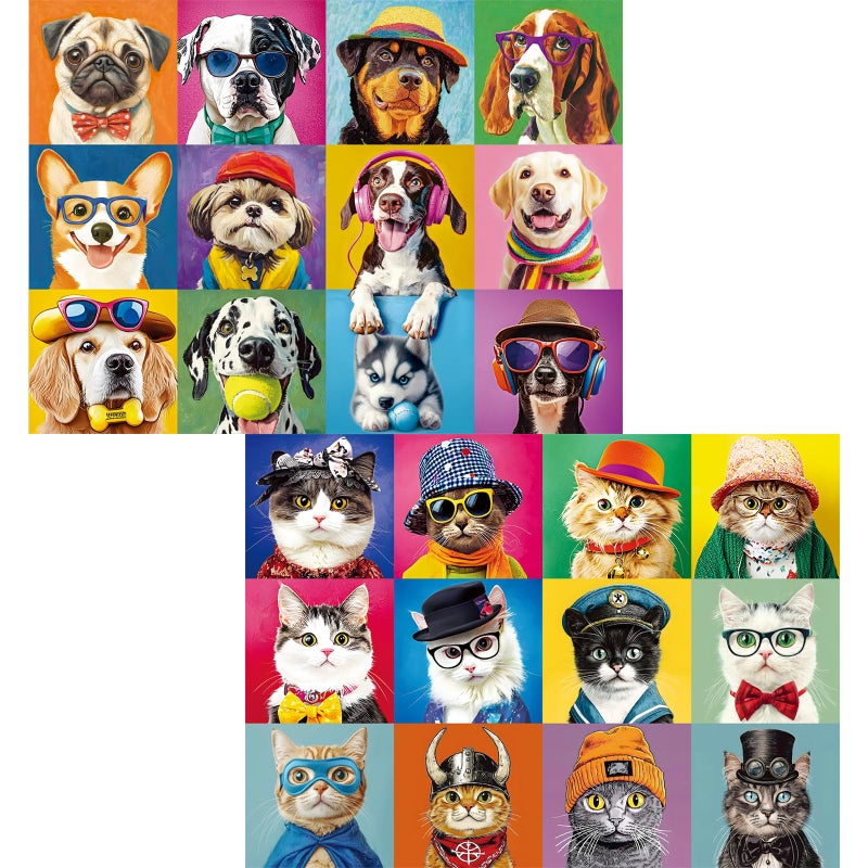 Nitktaia 2 Pack 300 Piece Puzzle for AdultsBeautiful Cats Dogs Puzzle for Adults TeensLarge Piece Fun Jigsaw Puzzle for Kids Ages 810 1012Glossy Sturdy PiecesFamily Game Great Gift Idea205x15 in - Image 3