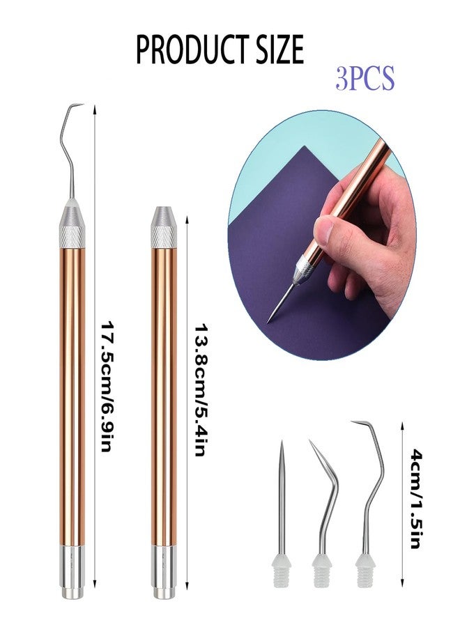 GETRIC 3 Pcs LED Weeding Tools for Vinyl with Pin and Hook Lighted Pin Pen Weeding Tool for Cameos, Silhouettes, Crafting, DIY (Rose Gold) - Image 2