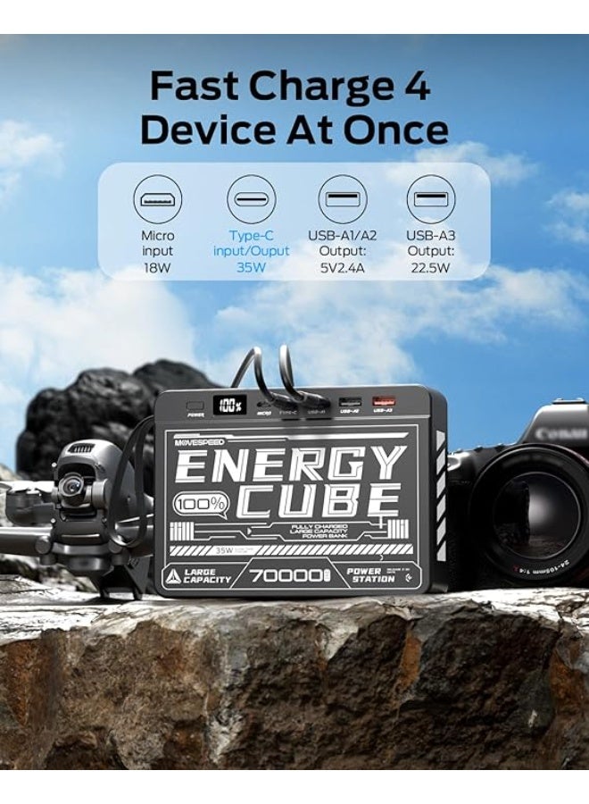 MOVESPEED MOVE SPEED 70000mAh Power Bank, 35W PD 3.0 Fast Charging Portable Charger, 4 Outputs 2 Inputs High Capacity USB C Battery Pack with LED Display for Phone Tablet Outdoor Camping Office - Image 2