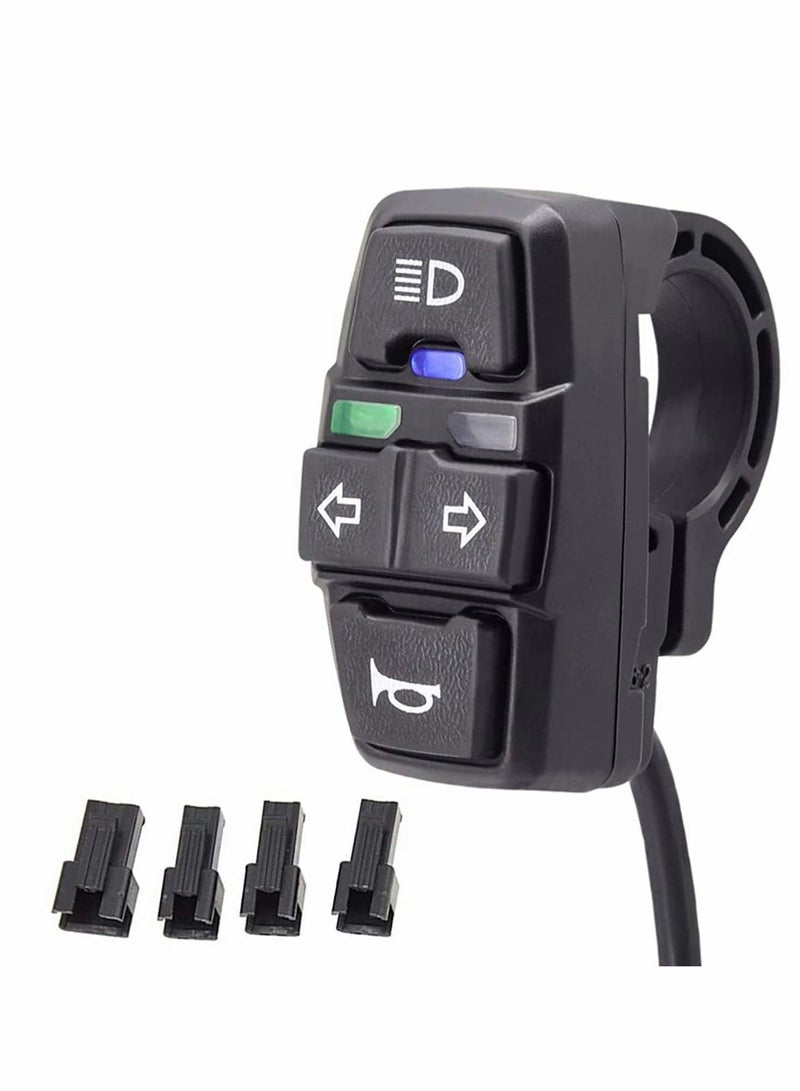 Loquat Motorcycle Head Light Turn Switch, 3-in-1 Bike Headlight Horn on/Off Control Switch, 48V Waterproof Light Horn Turn Signal ON/Off Switch 7/8 22-23mm Handlebar Switch for Scooter Electric Bike - Image 1