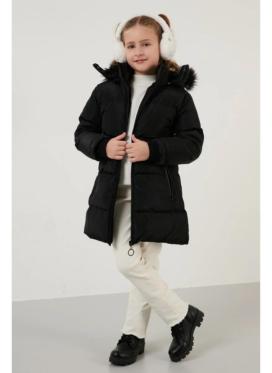 Lela Plush Lined Faux Fur Collar Removable Hooded Winter Coat Girls' Coat 5760072