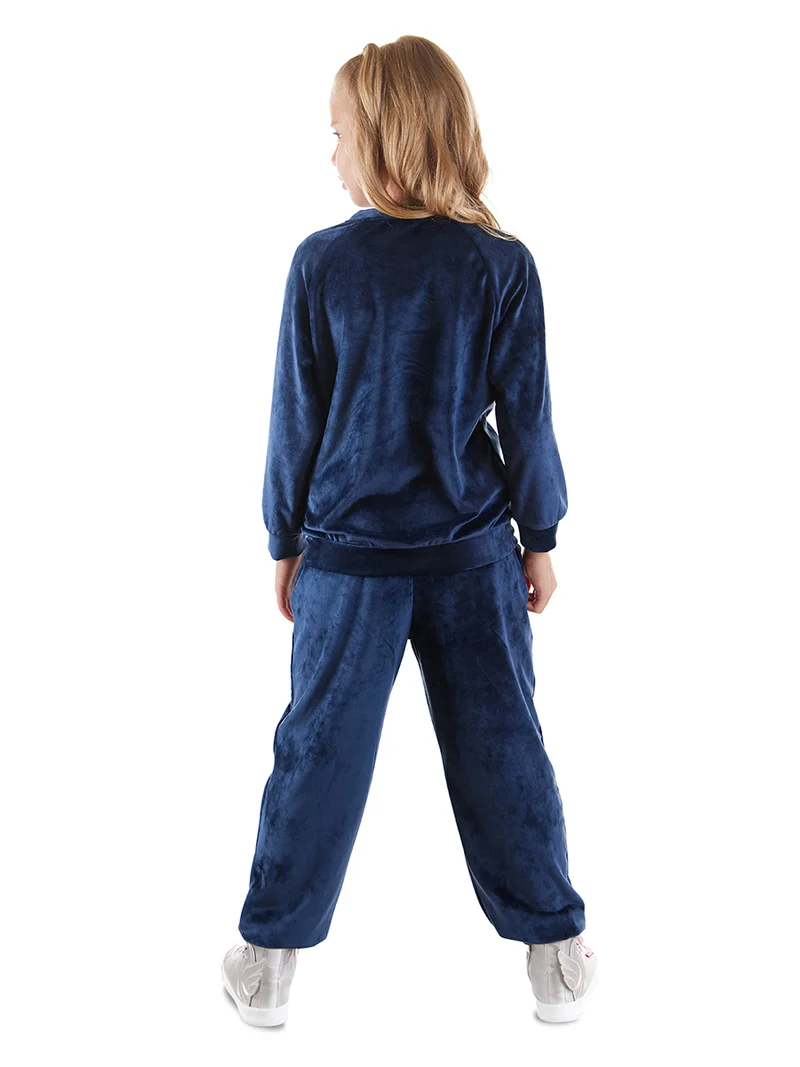 دينوكيدس بدلة رياضية مخملية للبنات بتصميم وحيد القرن فضي