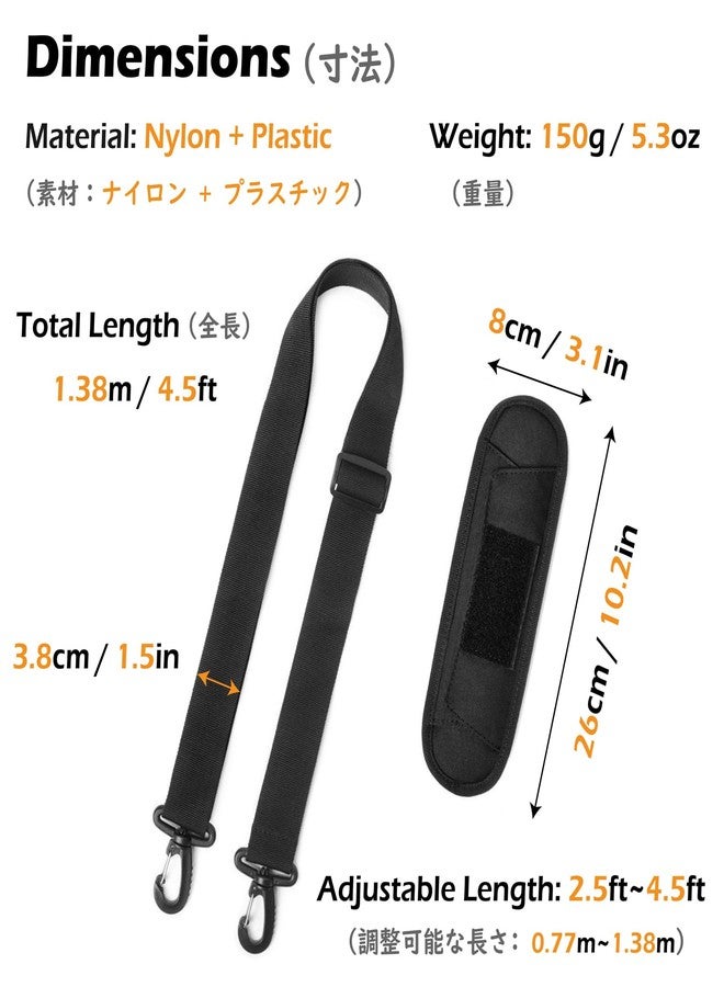 TRIWONDER Adjustable Shoulder Strap with Padded Metal Hooks for Tactical, Bag, Duffel, Laptop, Crossbody, Pet Carrier (Black) - Image 2