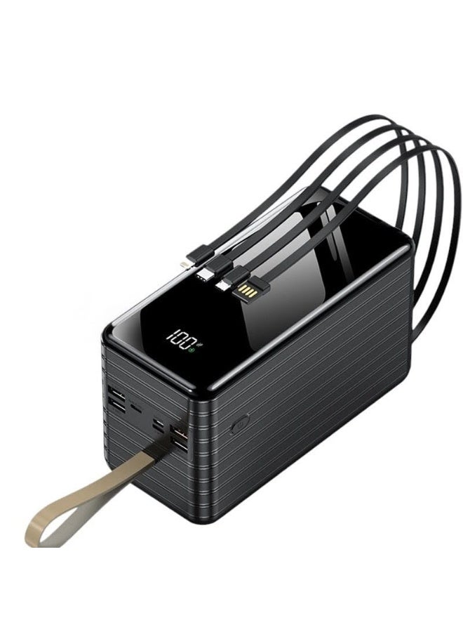 Denx Power Bank 100000mAh Large Battery Capacity Multiple Input and Output Built-in LED Flashlight and Large Digital Display and Built-in 4 Cables For Charging Tablet Cell Phones Digi Cams and Gaming - Image 1