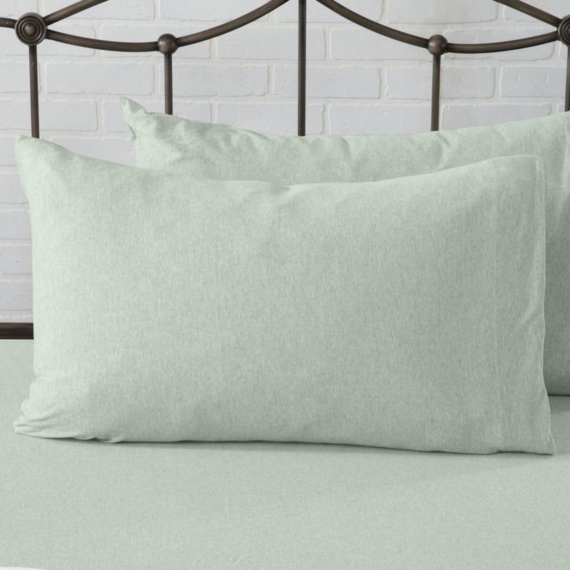 Great Bay Home Great Bay Home Cotton Jersey Knit Full Sheet Set - Ultra-Soft  Stretchy  Heathered Melange Aqua Bed Sheets - Cozy  Soft T-Shirt Sheet & Pillowcase Set  - Image 2