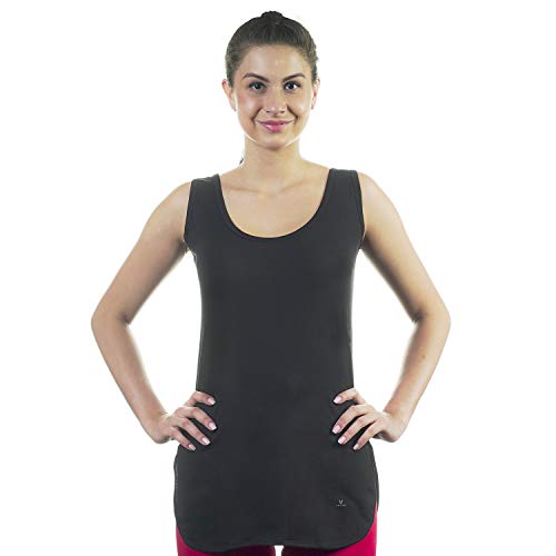 VSTAR Women's Cotton Knitted Long Camisole with Side Slit_Hugs F Black 95 - Regular Fit - Image 2