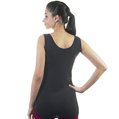 VSTAR Women's Cotton Knitted Long Camisole with Side Slit_Hugs F Black 95 - Regular Fit - Image 3