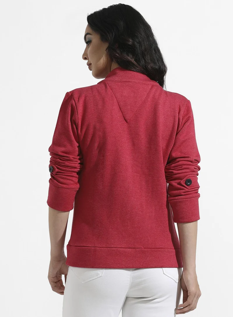 Campus Sutra Single-Breasted Jacket With Angled Open Pockets
