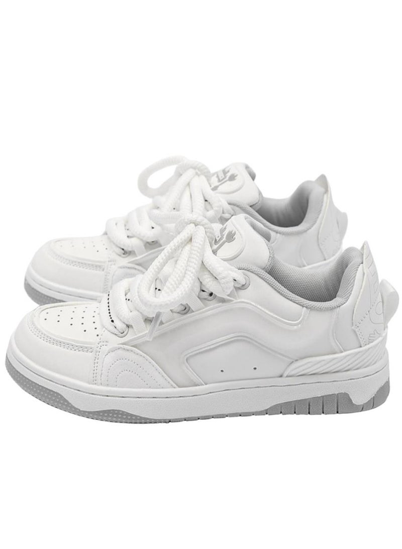 KUYING Mandarin Duck Couple Skateboard, Bread Shoes, Flat Bottom, Casual Mint Jelly, Funny Little White Sneakers - Image 1