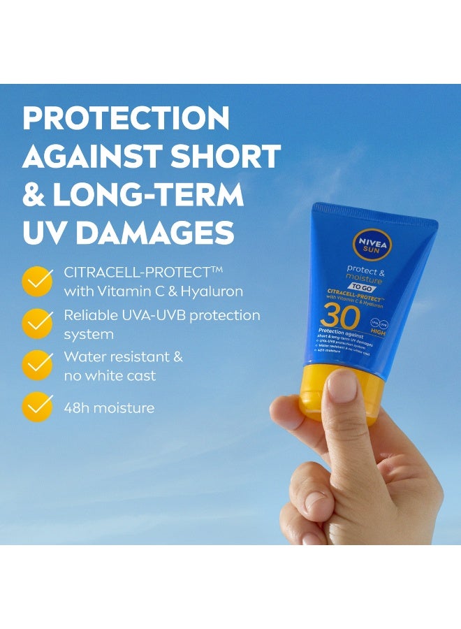 Nivea لوشن واقي الشمس والرطوبة SPF30 للحمل، واقي شمس مقاوم للماء، كريم شمس بحجم الجيب يوفر حماية فورية وفعالة من UVA + UVB، 50 مل، عبوة من 2 - Image 2