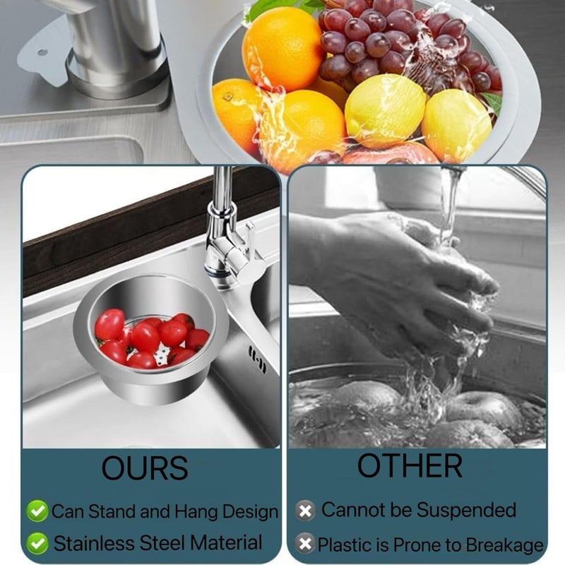 ACHARAJ Stainless Steel Swan Sink Strainer Basket,Swan Drain Rack,Side Kitchen Sink Drain Strainer Basket,Draining Rack for Sink Food Kitchen Vegetables Fruits Kitchen Food Drain Basket(1 pc)(25X8 cm) - Image 5